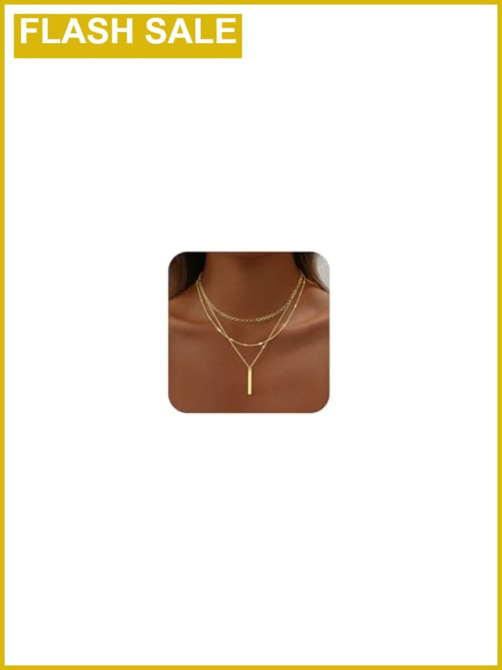 Layered 14K Gold Plated Necklace for Women Stack Long Necklace Set